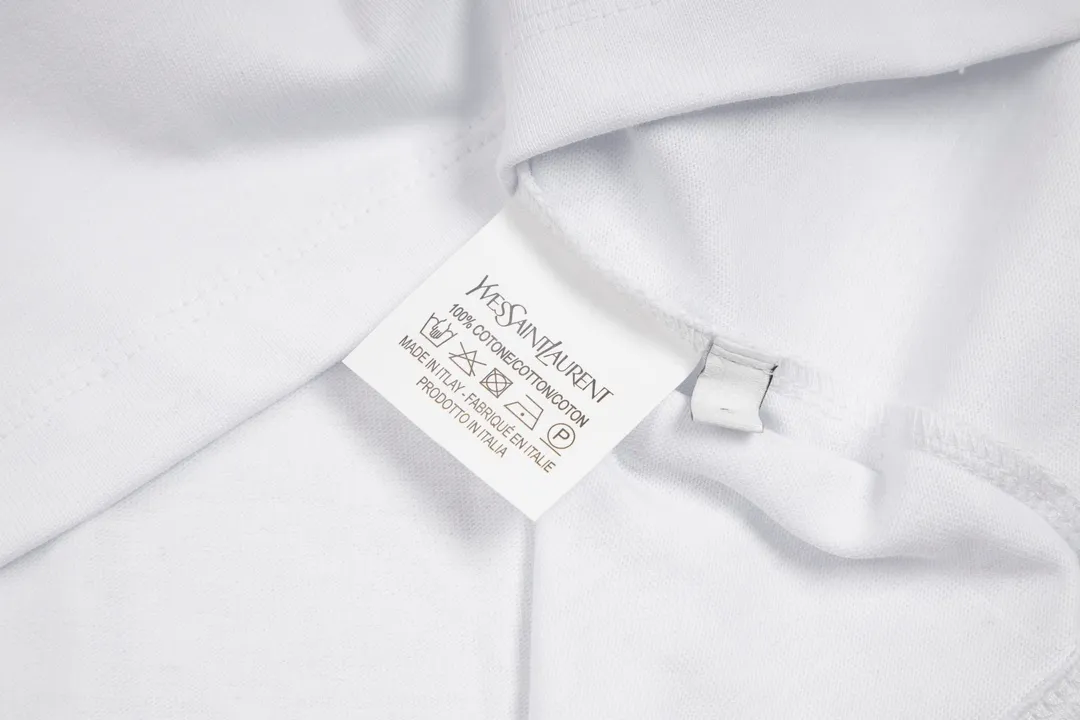 【 Quality】 -SAINT LAURENT· 𝟮𝟰𝘀𝘀 T - ， OS - 280g 100% Quality - ： - ：White Black -Size：XS S M L